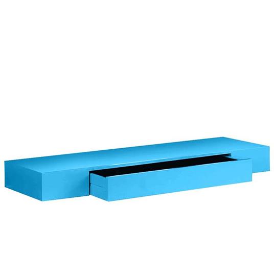 Mensola Cassetto Sospeso da Parete Scaffale in Legno MDF Blu