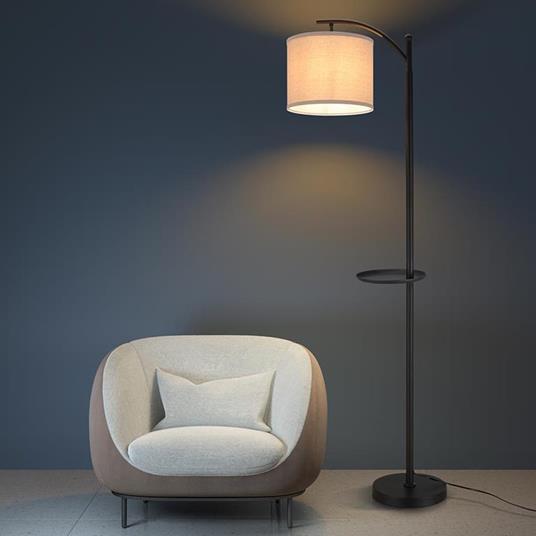 Lampada Piantana Terra Design Moderno Paralume E27 Tessuto con Tavolino  Nero - Bakaji - Idee regalo