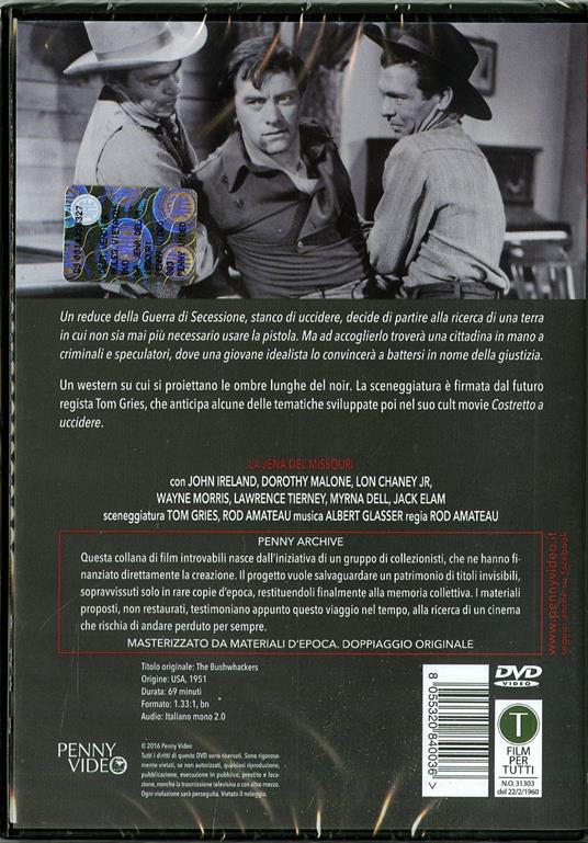 La jena del Missouri di Rod Amateau - DVD - 2