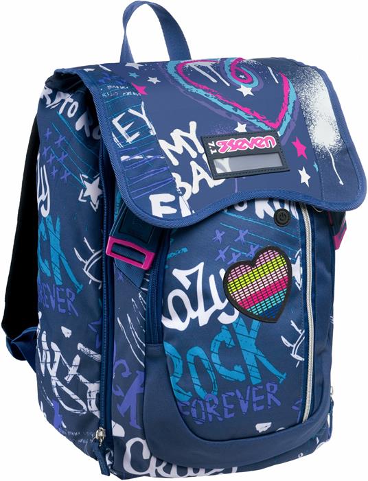 Zaino scuola Sdoppiabile New Seven Rock On Girl, Twilight Blue - 28 x 41 x 16 cm
