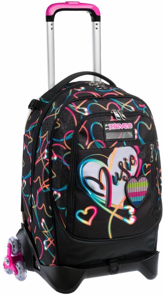 Zaino scuola Trolley Jack-3wd Seven Yourself Girl, Jet Black - 37 x 51 x 27 cm