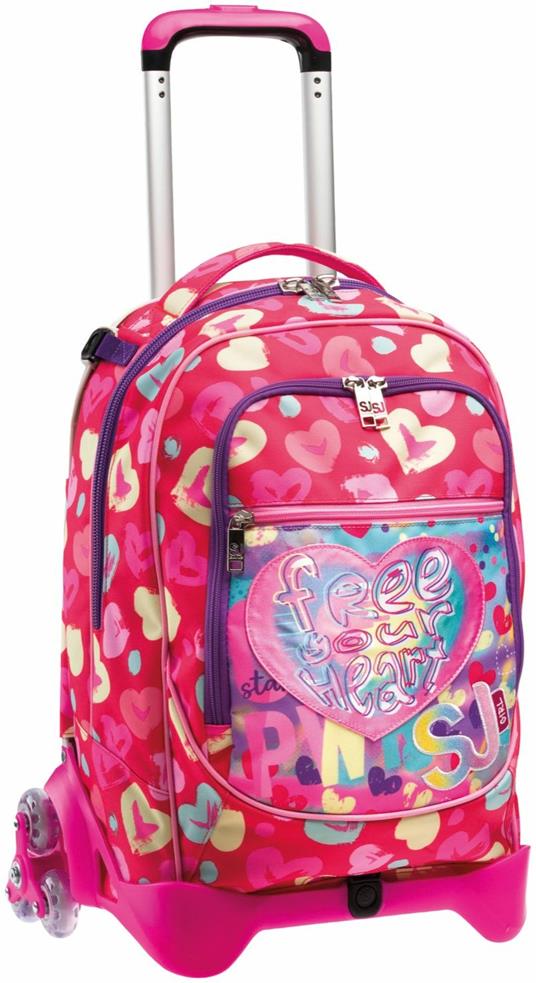 Zaino scuola Trolley Jack-3wd Sj Gang Wondrous Da Sj Girl, Azalea Pink - 37  x 51 x 27 cm - Sj Gang - Cartoleria e scuola