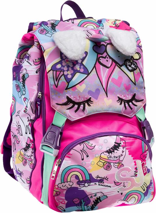 Zaino scuola Sdoppiabile Big Sj Gang Animali Fantasy Girl, Candy Fuxia - 27  x 41 x 16 cm - Sj Gang - Cartoleria e scuola