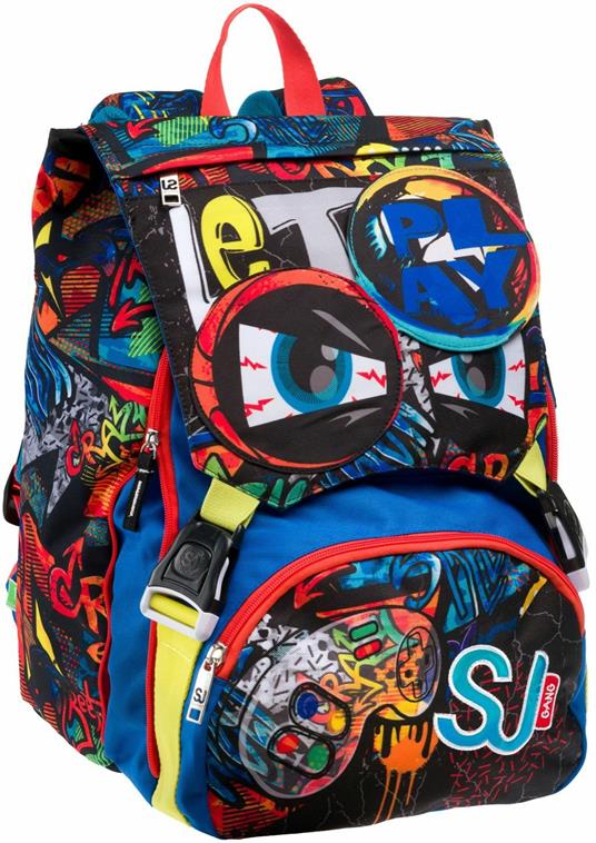 Zaino scuola Sdoppiabile Big Sj Gang Facce Da Sj Boy, Jet Black, 21 lt - 27 x 41 x 16 cm