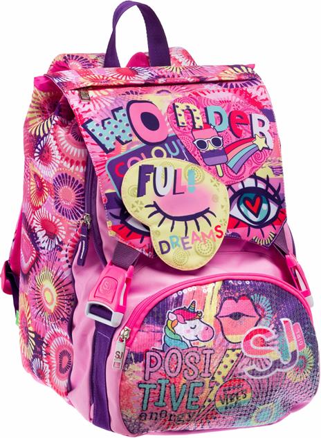 Zaino scuola Sdoppiabile Big Sj Gang Facce Da Sj Girl, Ibis Rose, 21 lt - 27 x 41 x 16 cm - 2