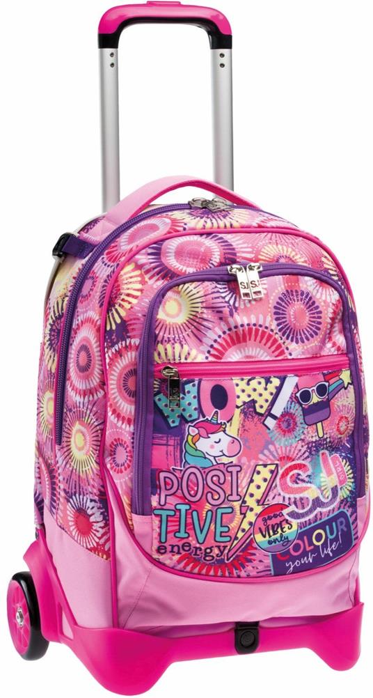 Zaino scuola Trolley Jack-2wd Sj Gang Facce Da Sj Girl, Ibis Rose, 34 lt - 37 x 51 x 27 cm