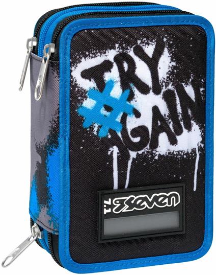 Astuccio 3 Zip Seven Yourself Boy, Royal Blue - 12,5 x 20 x 7 cm