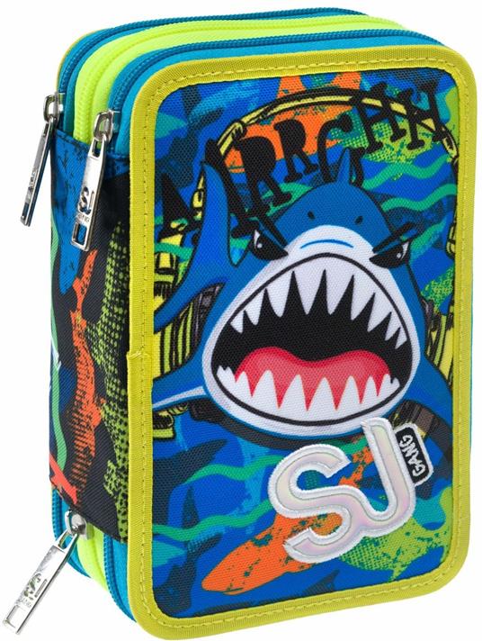 Astuccio 3 Zip Color Sj Gang Animali Flip-3d Sj Boy, Blue Deep - 20 x 12,5  x 7 cm - Sj Gang - Cartoleria e scuola