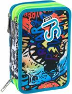 Astuccio 3 Zip Sj Gang Flip-3d Da Sj Boy, Jet Black - 20 x 12,5 x 7 cm
