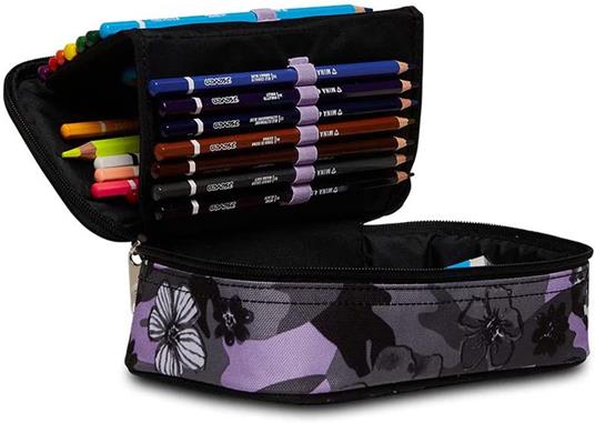 Astuccio Quick Case Seven Freethink Girl, assortito - Grigio, viola fantasia fiori - 23,5 x 11 x 6 cm - 3