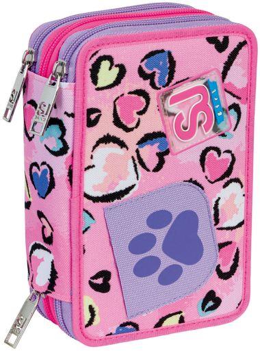 Astuccio Scuola 3 Scomparti - Facce da SJ Girl Bambina - Completo