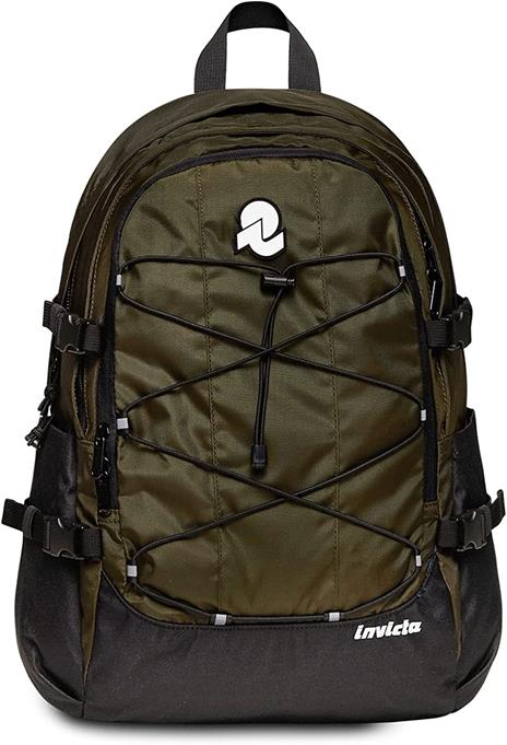 Zaino scuola Invict-Act Plus Plain Invicta Backpack Grs, Green Military - 31 x 47 x 21 cm