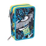 Astuccio 3 zip SJ Gang Sharken, Turchese Fluo - 12,5 x 20 x 7 cm