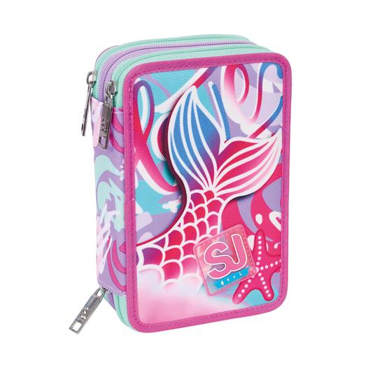 Astuccio 3 zip SJ Gang Sea Beauty, Raspberry Rose - 12,5 x 20 x 7 cm