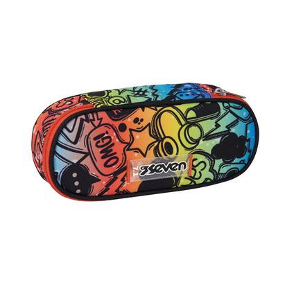 Bustina Astuccio Round Plus Seven Fluo Stamp, Jet Black - 23 x 10 x 5,5 cm