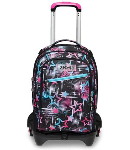 Zaino scuola Trolley Jack-3 ruote + Seven Liquid Paint, Pirate Black - 37 x 51 x 27 cm