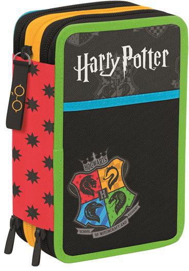 Astuccio 3 zip Harry Potter Magical Creatures, Jet Black - 12,5 x 19,7 x 7 cm