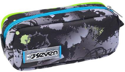 Astuccio con zip Doppia Seven Feeling Me, nero fantasia