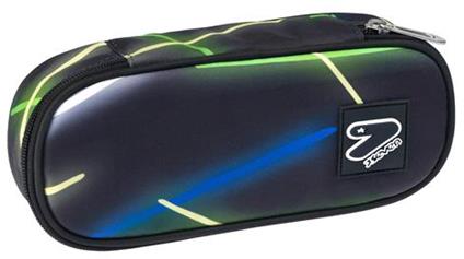 Astuccio ovale con zip Round Plus Grs Seven Sideglass, nero con inserti colorati