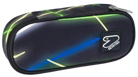 Astuccio ovale con zip Round Plus Grs Seven Sideglass, nero con inserti colorati