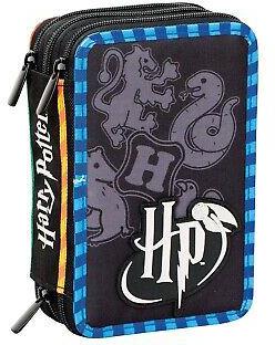 Astuccio 3 Zip Harry Potter, Jet Black