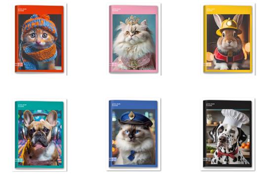 Quaderno maxi a righe A per prima elementare, copertina con foto animali. Colour Code - formato A4 20.7 x 29.7 cm