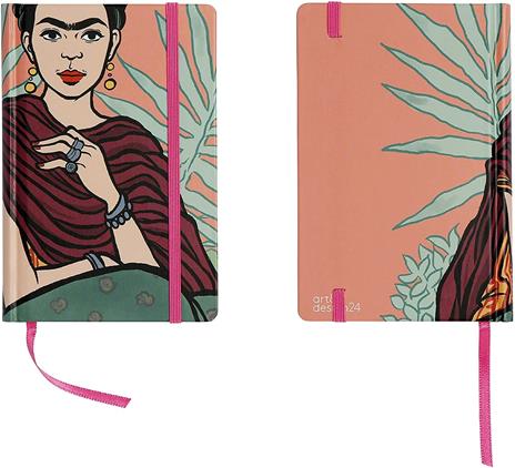 Taccuino small, Frida Kahlo, rosa, carta ecologica - 9x14 cm