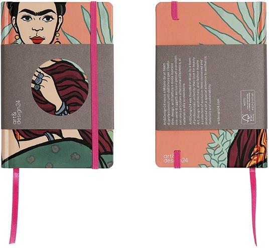 Taccuino small, Frida Kahlo, rosa, carta ecologica - 9x14 cm - 2