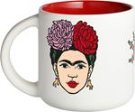 Tazza in ceramica pattern, Frida Kahlo, bianca, ceramica - 9 x 8,7 cm