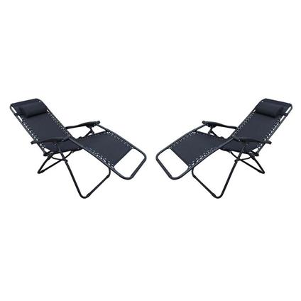 MilaniHome Set di 2 Sdraio da Giardino gravità Zero Pieghevole con Struttura Nera e textilene Verde Scuro per Campeggio Spiaggia Mare Piscina Giardino 