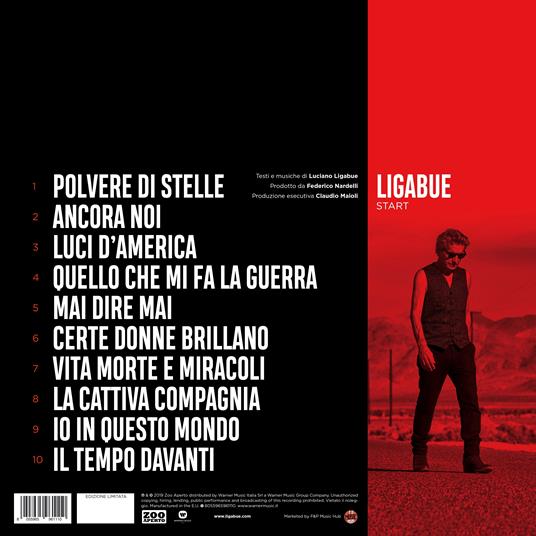 Start (Red Coloured Vinyl + CD) - Ligabue - Vinile