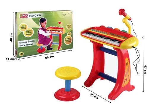 Piano Pianoforte Pianola Elettronica Kids con Sgabello e Microfono Luci Suoni - 57