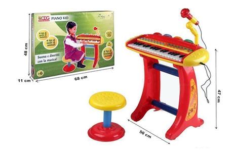 Piano Pianoforte Pianola Elettronica Kids con Sgabello e Microfono Luci Suoni - 11