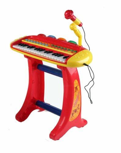 Piano Pianoforte Pianola Elettronica Kids con Sgabello e Microfono Luci Suoni - 109