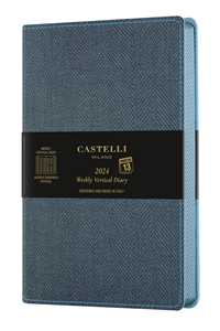 Cartoleria Agenda Castelli Milano HARRIS Slate blue Diary 2024 13x21 cm Settimanale Copertina Flex Colore  160 Pag CASTELLI MILANO