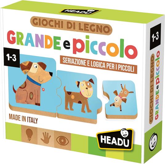 HEADU - Grande e Piccolo, Con Speciali Incastri Didattici, Un Gioco Educativo per Bambini dai 2 ai 4 Anni