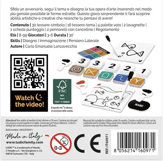 Ludic - ArtisticaMente - Il Gioco dei Disegni Geniali - da 3 a 6 Giocatori, Anni 8+ - 2