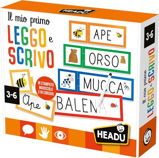 HEADU - Il Mio Primo Leggo e Scrivo, Imparo a Leggere e Scrivere a tre anni, Un Gioco Educativo per Bambini dai 3 ai 6 anni