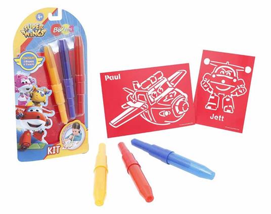 Blo Pens. Super Wings. Kit 3 Penne + 4 Stencil