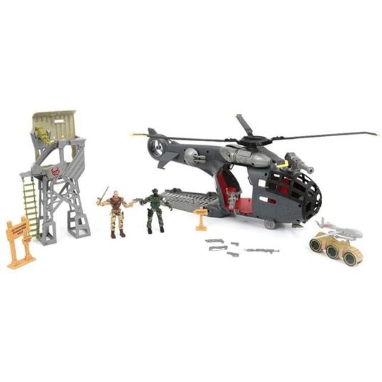 Playset Elicottero Militare Giocattolo Bambini Personaggi e Accessori Luci Suoni