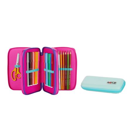 Astuccio accessoriato 3 zip  GoPOP Fashion. Con astuccio ovale - 3