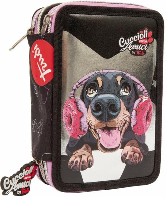 Astuccio accessoritato 3 zip Trudy Cuccioli Cerca Amici Assortito - 13x20x7 cm - 10