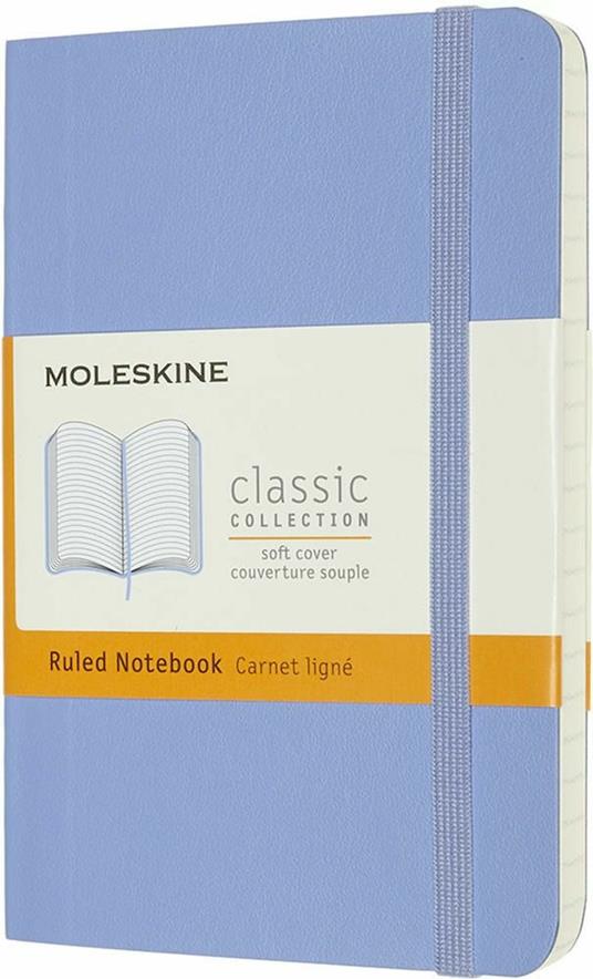 Taccuino Moleskine a righe Pocket copertina morbida Hydrangea. Blu