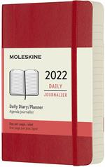 Agenda giornaliera Moleskine 2022, 12 mesi, Pocket, copertina morbida - Rosso scarlatto