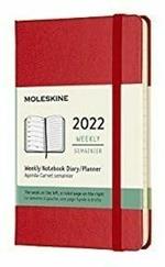 Agenda Settimanale Moleskine 2022, 12 Mesi, Rigida, Pocket 9x14 cm, Rosso Scarlatto
