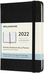 Agenda mensile Moleskine 2022, 12 Mesi, Pocket, rigida, 9x14 cm - Nero
