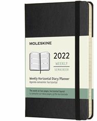 Agenda settimanale Moleskine 2022, 12 mesi orizzontale, Pocket, copertina rigida - Nero