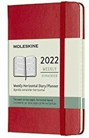 Cartoleria Agenda settimanale Moleskine 2022, 12 mesi orizzontale, Pocket, copertina rigida - Rosso scarlatto Moleskine
