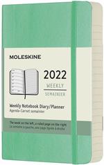 Agenda settimanale Moleskine 2022, 12 mesi con spazio per note, Pocket, copertina morbida - Verde ghiaccio