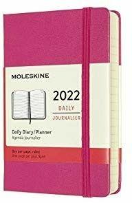 Cartoleria Agenda giornaliera Moleskine 2022, 12 mesi, Pocket, copertina rigida - Rosa buganvillea Moleskine